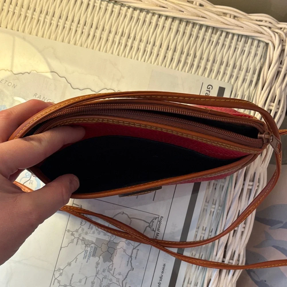 Dooney & Bourke Red and Brown Leather Crossbody Bag - Picture 2 of 5
